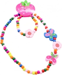 Sada náhrdelníka a náramku s motýlikmi z drevených korálikov