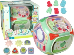 Interaktívna edukačná kocka so sortérom, telefónom a klavírikom