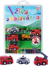 živá omaľovánka záchranári – sada 3 autíčok so spätným chodom