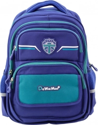 Školský Detský Batoh s Hrudným Pásom v Tmavomodrej a Zelenej