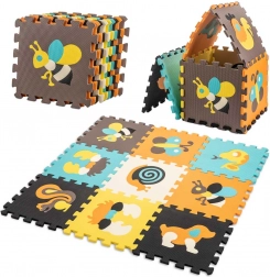 Pevná vzdelávacia penová podložka puzzle zvieratká 85 × 85 cm, 9 dielov