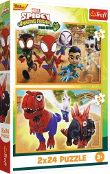 Puzzle 2×24 SPIDEY a dinosauri Trefl