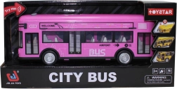 Ružový mestský autobus so zvukmi a svetlami