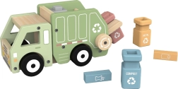 2Kids Toys drevené smetiarske auto na recykláciu s kontajnermi