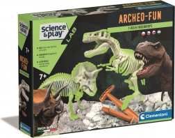 Clementoni Science & Play ArcheoFun: T‑Rex a Triceratops – výkopová sada so svietiacimi kostrami