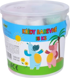 Farebné chodníkové kriedy v kýblikku, 15 ks