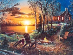 Diamantové maľovanie – dom pri jazere 30 × 40 cm