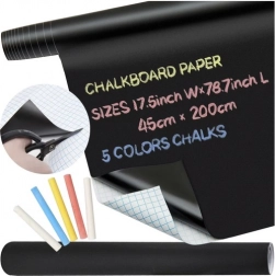 samolepiaca tabuľa na kriedu XXL 45 × 200 cm s kriedami