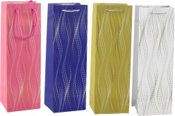 Darčeková taška na fľašu s trblietavými vlnami