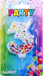 Párty sviečka číslo 3 s bodkami