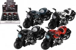 Mini motorka kov/plast na spätné naťahovanie - 4 farby