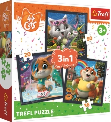 Puzzle 3v1 Spoznaj roztomilé mačiatka 44 CATS