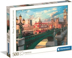 Puzzle 500 dielikov CLEMENTONI – Westminster Bridge, Big Ben a červený autobus
