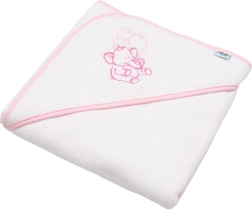 Detská froté osuška s kapucňou NEW BABY 80 × 80 cm – biela, sloník