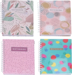Poznámkový blok so špirálou A5, linajkovaný, 100 strán, mix motívov