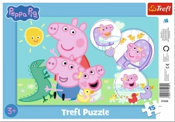 Puzzle Prasiatko Peppa 15 dielikov na podložke