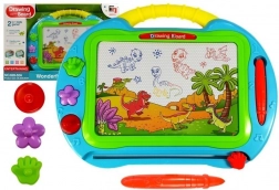 Veľká tyrkysová magnetická kresliaca tabuľka s pečiatkami