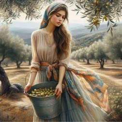 Diamantové maľovanie dievča s úrodou 30 × 40 cm