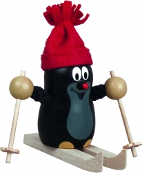 Detoa Krtko na lyžiach – drevená figúrka 10 cm