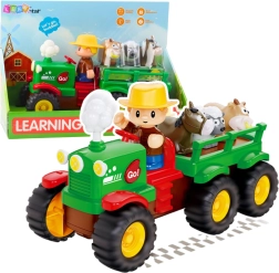 Interaktívny detský traktor s prívesom a zvieratkami so svetlami a zvukmi FARMER FUN TRUCK