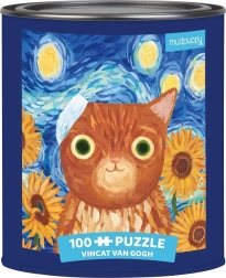 Puzzle Vincent van Gogh umelecké mačky 100 dielikov v plechovke