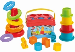 Súprava na hranie 3 v 1 - zasúvačka, pyramída a poháriky
