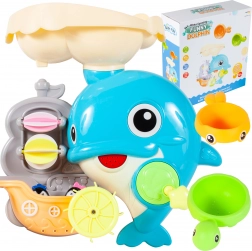 Hračka do kúpeľa delfínik so žltou a rybkou naberačkou