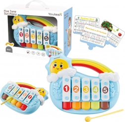 Hudobné pianínko pre bábätká Slniečko, päť tónov – modré