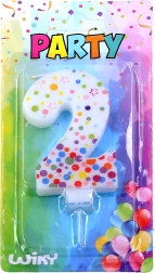 Párty sviečka číslo 2 s bodkami