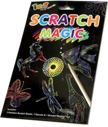 Dúhové škrabacie listy so šablónami a dreveným perom