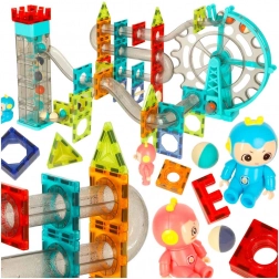 Magnetická stavebnica s guličkovou dráhou a hudbou, 118 dielov