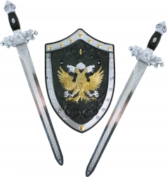 rytierska sada so štítom a dvoma mečmi pre deti
