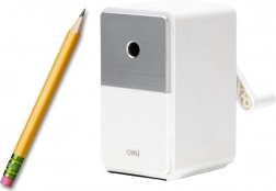 Ručné strúhadlo s nádobou a reguláciou ostria biele