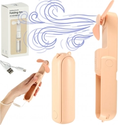 Mini skladací stolný ventilátor s USB ružový