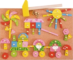 Korková pribíjačka pre dievčatá – kreatívna drevená mozaika s klincami