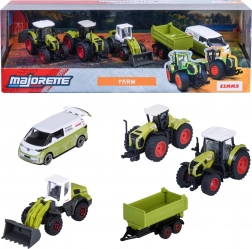Majorette Claas Farm set 5 vozidiel – traktory, príves a Volkswagen