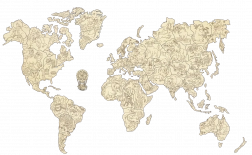 Drevená zvieracia mapa sveta 3D, veľkosť M