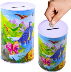 Kovová pokladnička s dinosaurami 13 × 8 cm