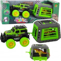 Terénne auto s klietkou a dinosaurom T-Rex