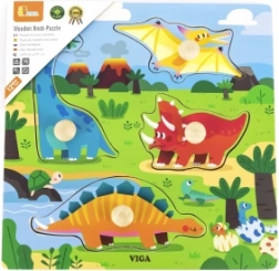 Drevené puzzle s kolíkmi Dinosaury Viga