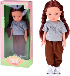Lovely Girl bábika so saténovými vrkôčikmi v športovom oblečení 33 cm