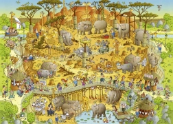 HEYE Puzzle Šialená ZOO: Africká expozícia 1000 dielikov