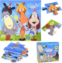 Pěnové puzzle zvieratká – farebná podložka pre bábätká 90 × 90 cm