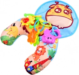 Stabilizačný vankúšik pre bábätká s hrkálkami a šuštivou podložkou – žirafa