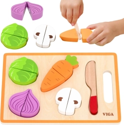 Viga drevená montessori sada zeleniny na krájanie s doskou a nožíkom