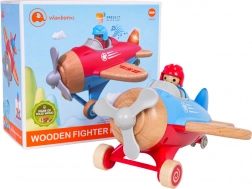 Drevené modré lietadlo so svetlami a zvukmi