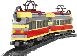 Kompatibilná stavebnica električka na batérie s koľajami 724 ks