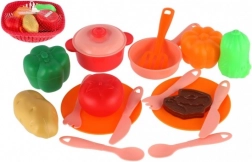 Súprava detského riadu v košíku s doplnkami