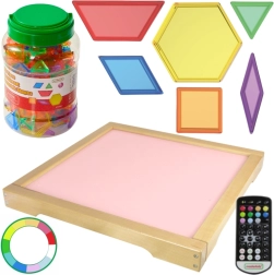 Svetelný LED panel Masterkidz s diaľkovým ovládačom a blokmi Montessori 140 ks.