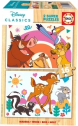 Educa drevené puzzle Leví kráľ a Bambi 2 × 16 dielikov